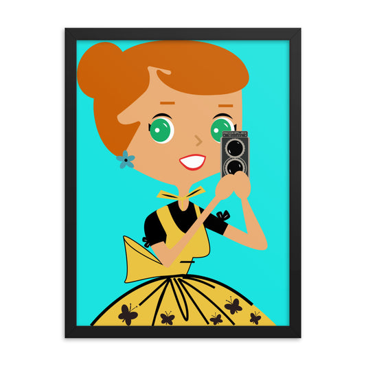 18” x 24” Framed Retro Vibin’ Housewife Poster of Snapping Sonia, “This Camera Isn’t Going To Do You Any Favors!”