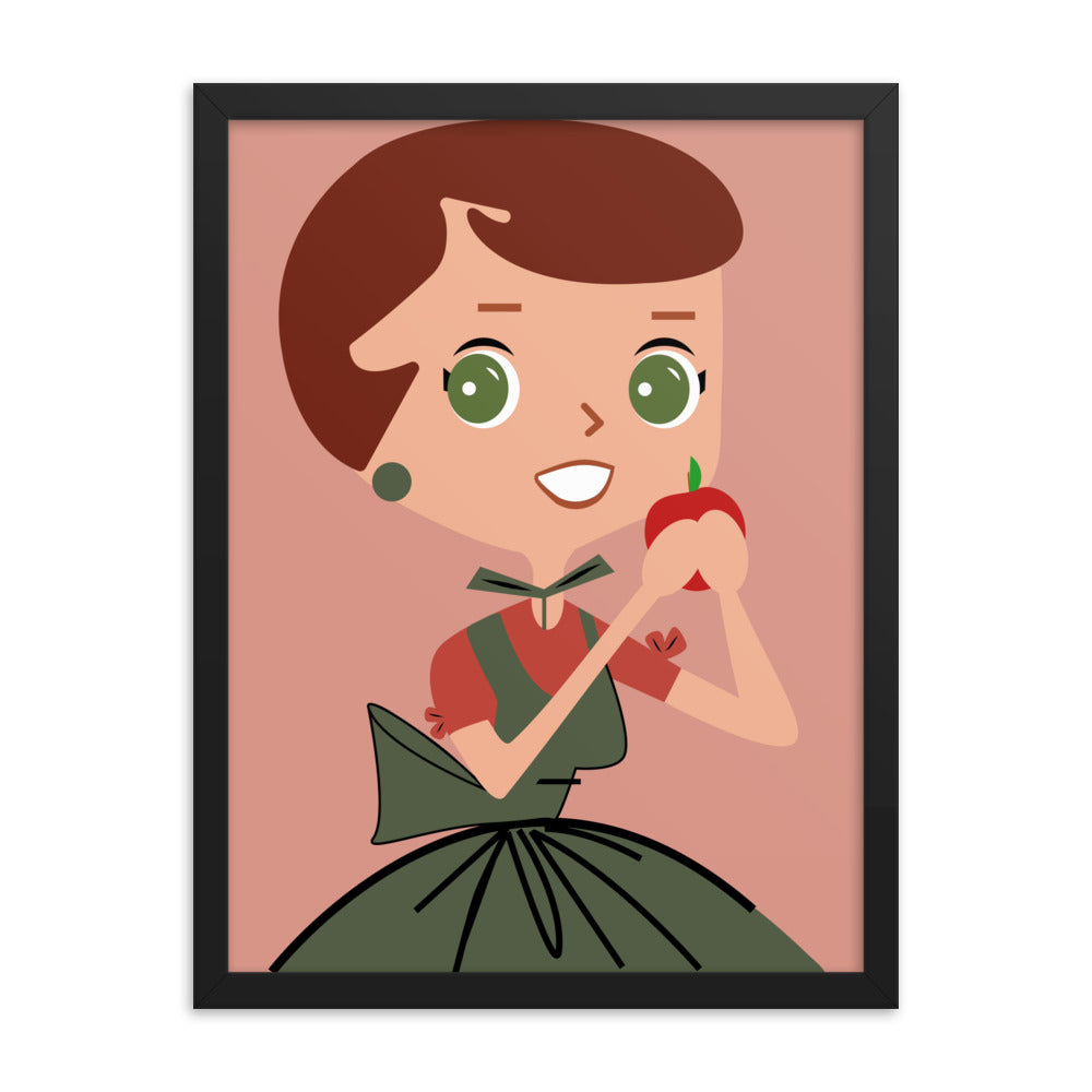 18” x 24” Framed Retro Vibin’ Housewife Poster of Fruity Faye, “I Wear Those Apple Bottom Jeans!”