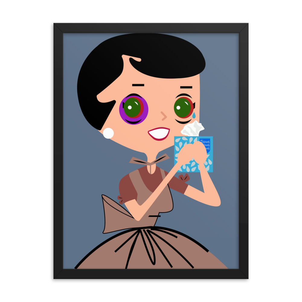 18” x 24” Framed Retro Vibin’ Housewife Poster of Get A Clue Gertrude, “He Doesn’t Love You!”