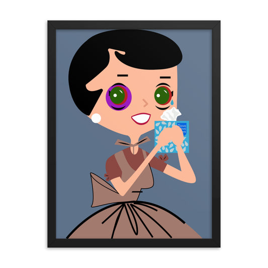 18” x 24” Framed Retro Vibin’ Housewife Poster of Get A Clue Gertrude, “He Doesn’t Love You!”