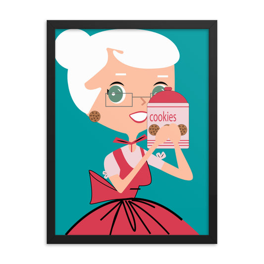 18” x 24” Framed Retro Vibin’ Housewife Poster of Nana Nancy, “Everyone Hates My Oatmeal Raisin Cookies!”