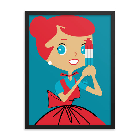 18” x 24” Framed Retro Vibin’ Housewife Poster of Patriot Penny, “I’m In Da’ Bomb Squad!”