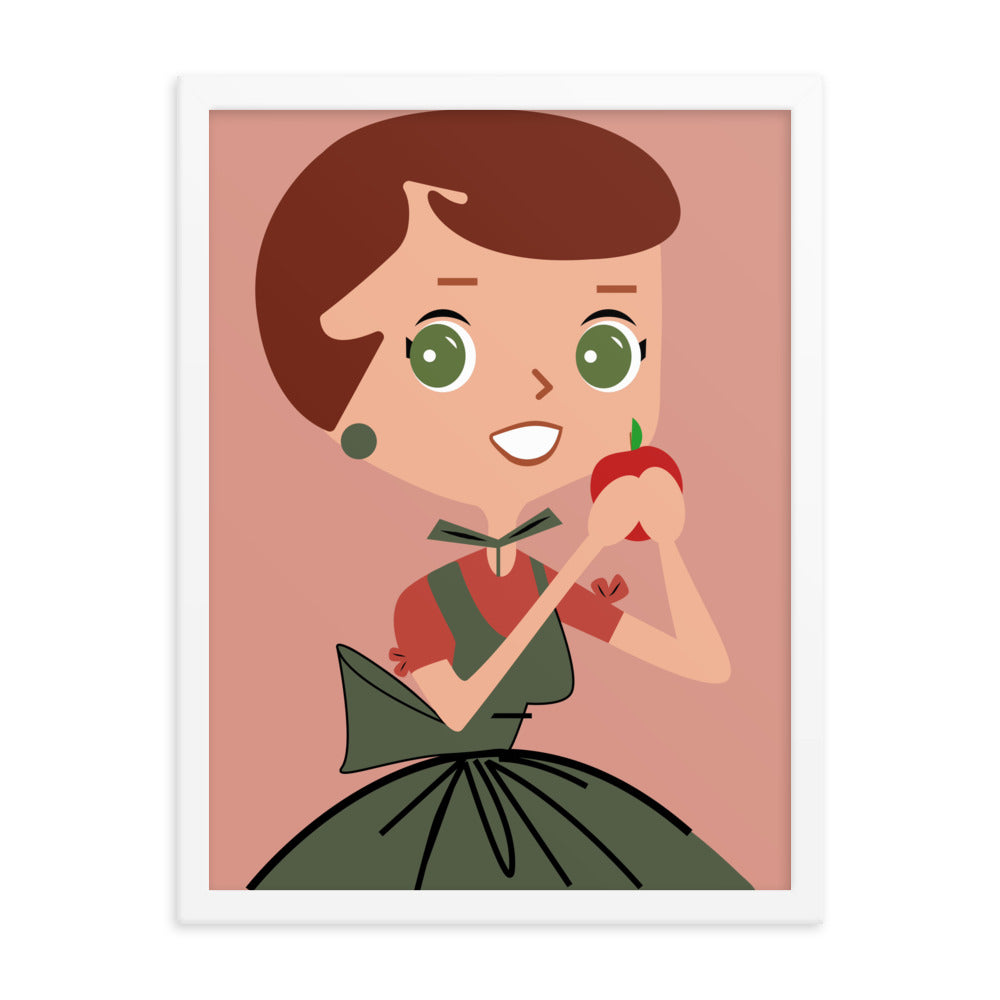 18” x 24” Framed Retro Vibin’ Housewife Poster of Fruity Faye, “I Wear Those Apple Bottom Jeans!”