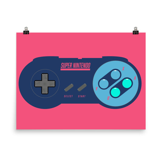 16 Bit SNES Video Game Controller-Blue