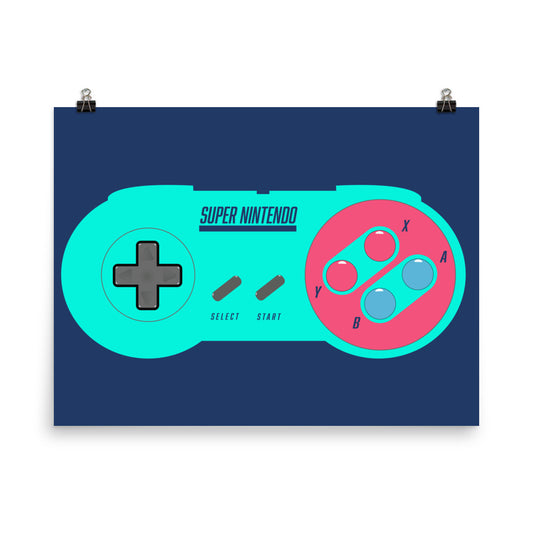 16 Bit SNES Video Game Controller-Aqua