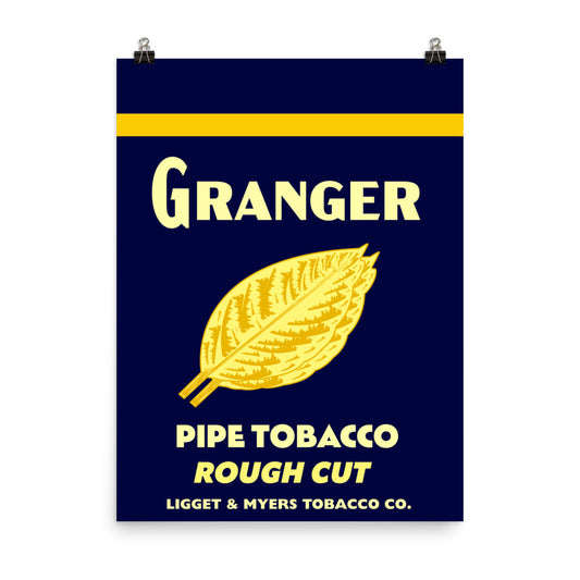 18” x 24” Vintage Inspired, Digitally Illustrated Product Label Art, Granger Pipe Tobacco, Ligget and Myers Tobacco Company, Retro Poster