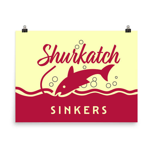 18” x 24” Vintage Inspired, Digitally Illustrated Product Label Art, Shurkatch Fishing Sinkers, Retro Poster