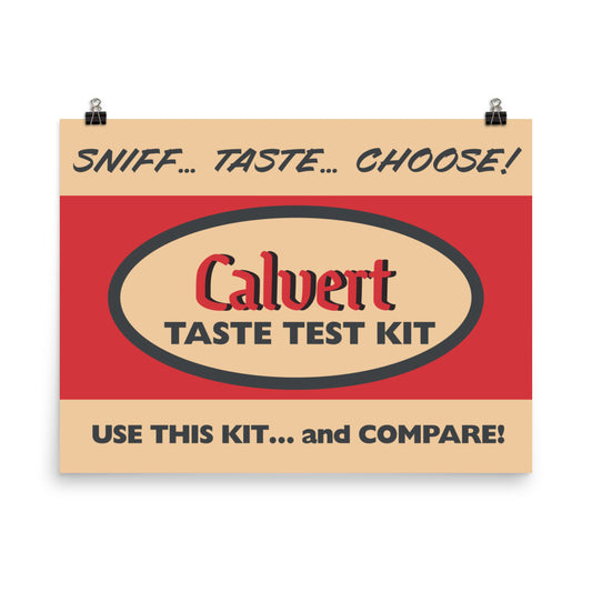 18” x 24” Vintage Inspired, Digitally Illustrated Product Label Art, Calvert Taste Test Kit, Retro Poster