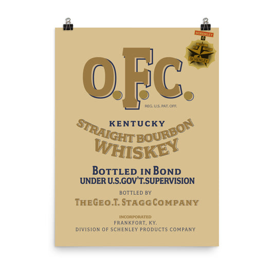 18” x 24” Vintage Inspired, Digitally Illustrated Product Label Art, O.F.C. Old Fashion Copper, Kentucky Straight Bourbon Whiskey, The George T. Stagg Company, Retro Poster