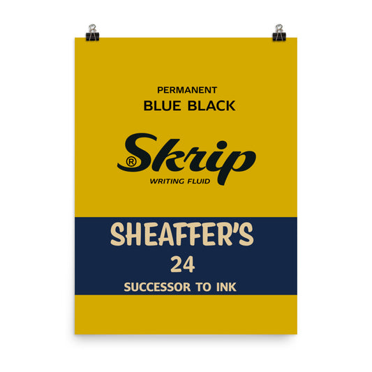 18” x 24” Vintage Inspired, Digitally Illustrated Product Advertisement, Sheaffer’s Skrip Writing Fluid, Retro Poster