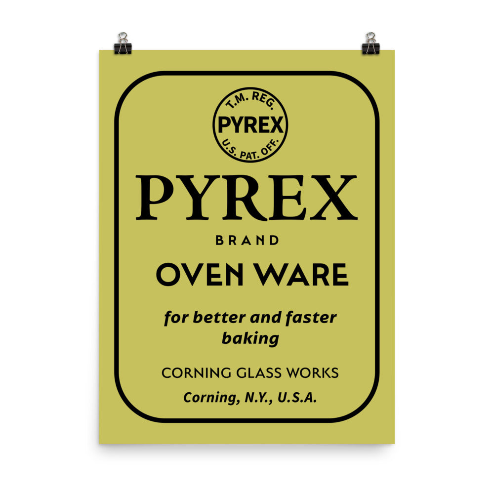 18β x 24β Vintage Inspired, Digitally Illustrated Product Label, Pyrex ...