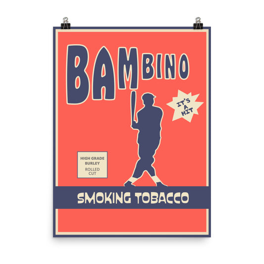 18” x 24” Vintage Inspired, Digitally Illustrated Product Label Art, Bambino Smoking Tobacco, Retro Poster