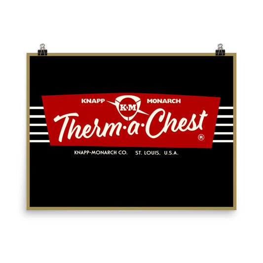 18” x 24” Vintage Inspired, Digitally Illustrated Product Label Art, Therm-a-Chest, Knapp-Monarch Co. St. Louis, Missouri, Retro Poster