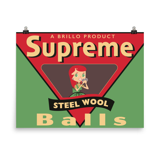 18” x 24” Vintage Inspired, Digitally Illustrated Product Label Art, Supreme Steel Wool Balls, A Brillo Co., Retro Poster