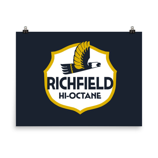 18” x 24” Vintage Inspired, Digitally Illustrated Product Label Art, Richfield Hi-Octane, Retro Poster