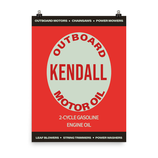 18” x 24” Vintage Inspired, Digitally Illustrated Product Label Art, Kendall Outboard Motor Oil, Retro Poster