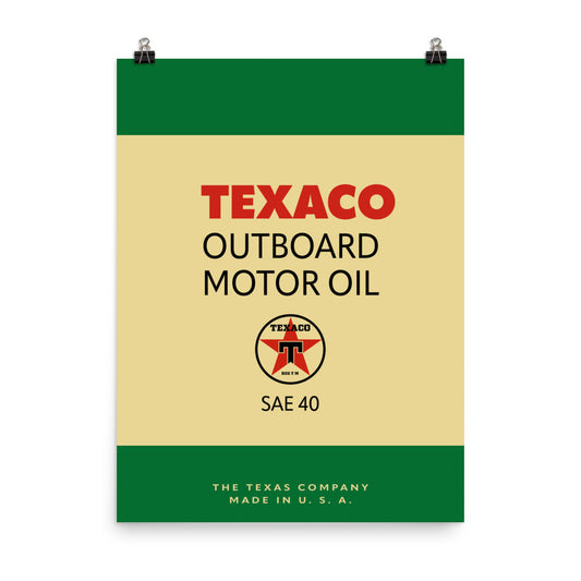 18” x 24” Vintage Inspired, Digitally Illustrated Product Label Art, Texaco Outboard Motor Oil, Retro Poster