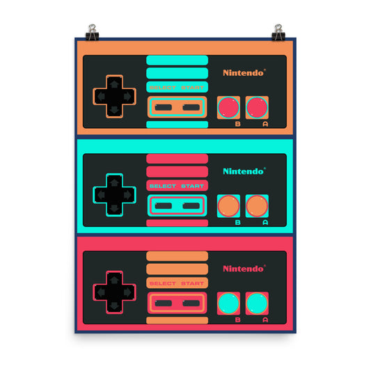 8 Bit NES Video Game Controller-Collage