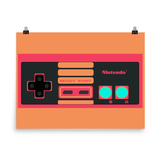 8 Bit NES Video Game Controller-Coral