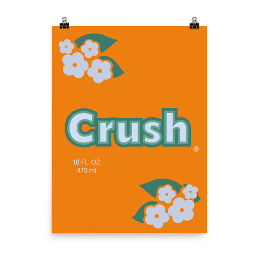 18” x 24” Vintage Inspired, Digitally Illustrated Product Label Art, Orange Crush Soda Bottle Label, Retro Poster