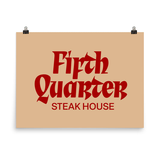 18” x 24” Vintage Inspired, Digitally Illustrated Matchbook Art, Fifth Quarter Steakhouse Restaurant Matchbook Cover Art, Retro Poster