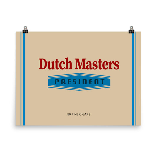 18” x 24” Vintage Inspired, Digitally Illustrated Product Label Art, Dutch Masters President Cigars, Retro Poster