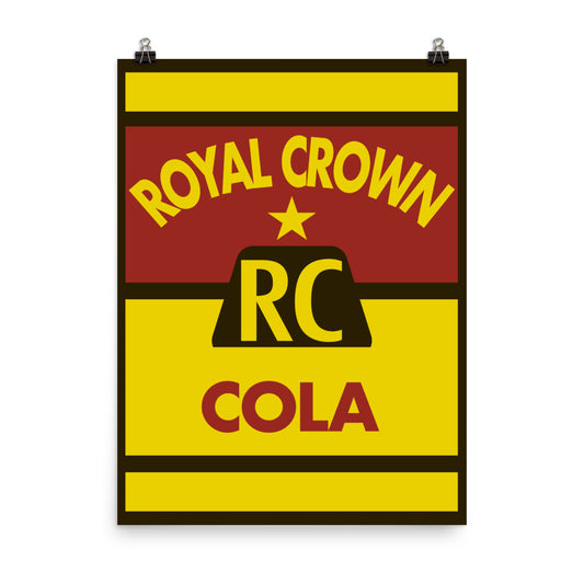 18” x 24” Vintage Inspired, Digitally Illustrated Product Label Art, RC Royal Crown Bottle Label, Retro Poster