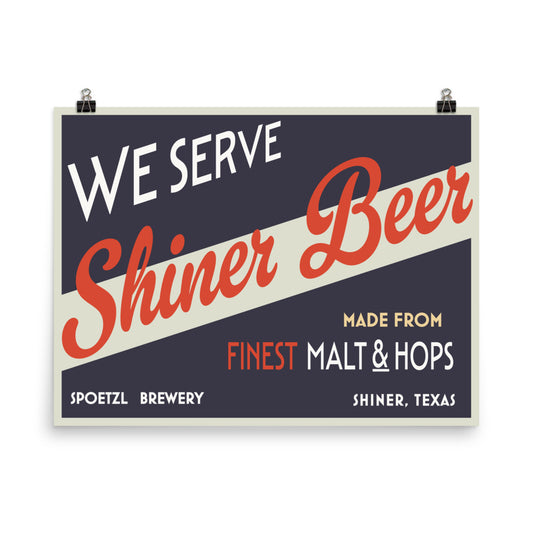 18” x 24” Vintage Inspired, Digitally Illustrated Product Advertisement Art, Shiner Beer, Spoetzl Brewery, Shiner, Texas, Retro Poster