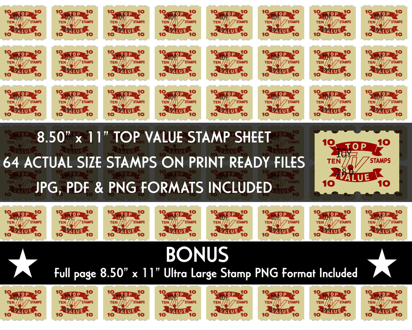 Vintage Top Value Saver Book Stamps-Digital Download-Print Ready