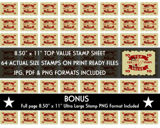 Vintage Top Value Saver Book Stamps-Digital Download-Print Ready
