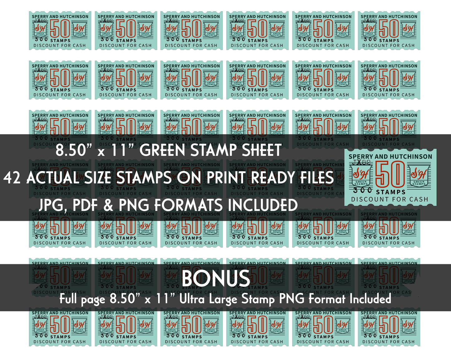 Vintage S&H Green Stamp Digital Sheet
