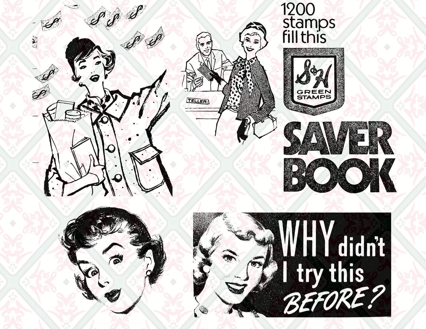 Vintage Housewife Digital Stamps