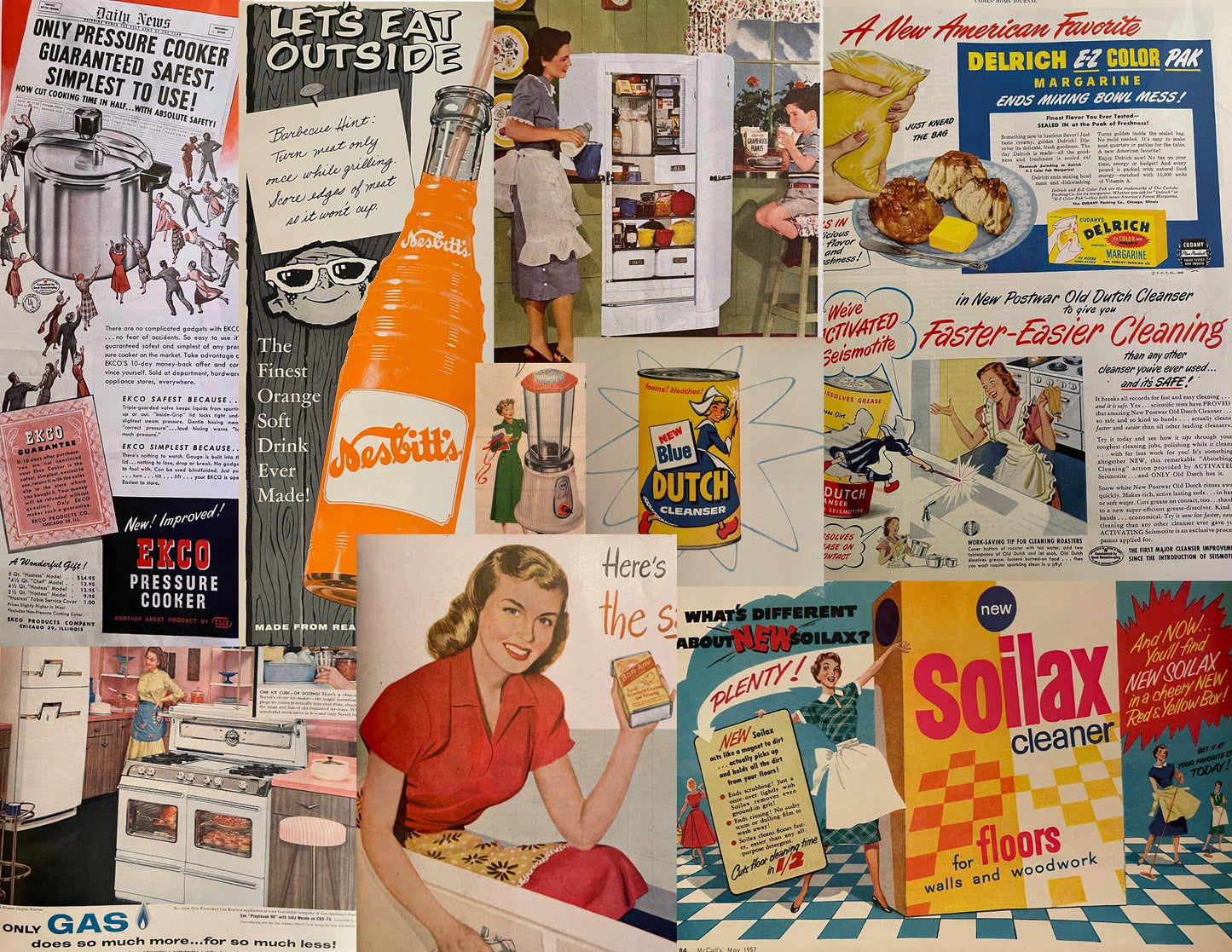 Vintage Retro Housewife Kitchen 1950s Digital Graphic Download