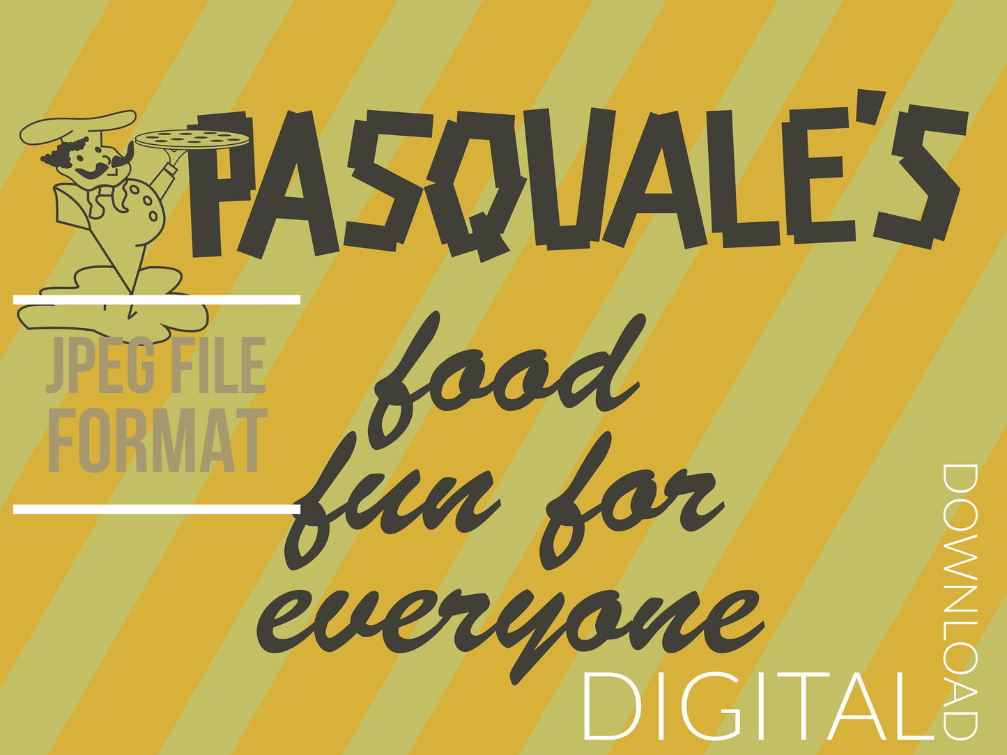 Pasquale’s Pizza Retro Poster Digital Illustration Download Jpeg File Format