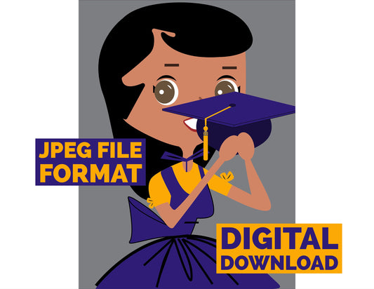 Digital Poster Download Vintage Housewife with Graduation Cap Jpeg File Format
