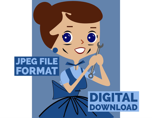 Digital Poster Download Vintage Housewife Mechanic Jpeg File Format