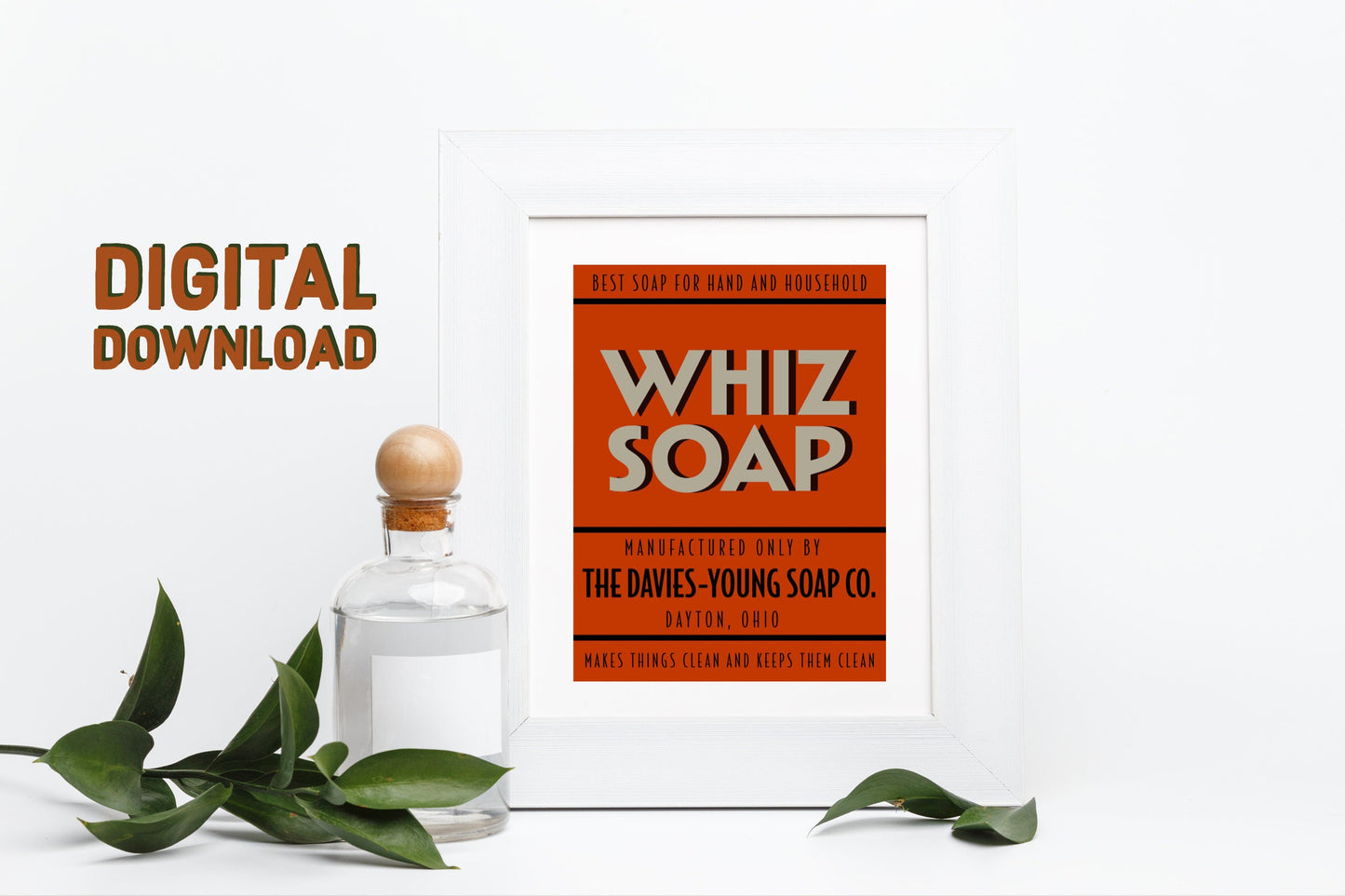 Vintage WHIZ Soap Poster, Digital Download Illustration, JPG File Format