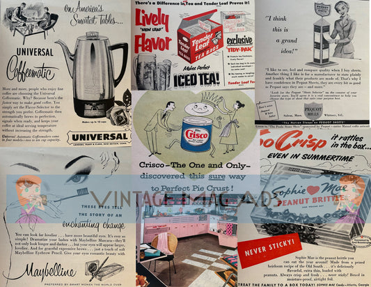 RARE 1940s Vintage Magazine Advertisements Housewives, Coffee