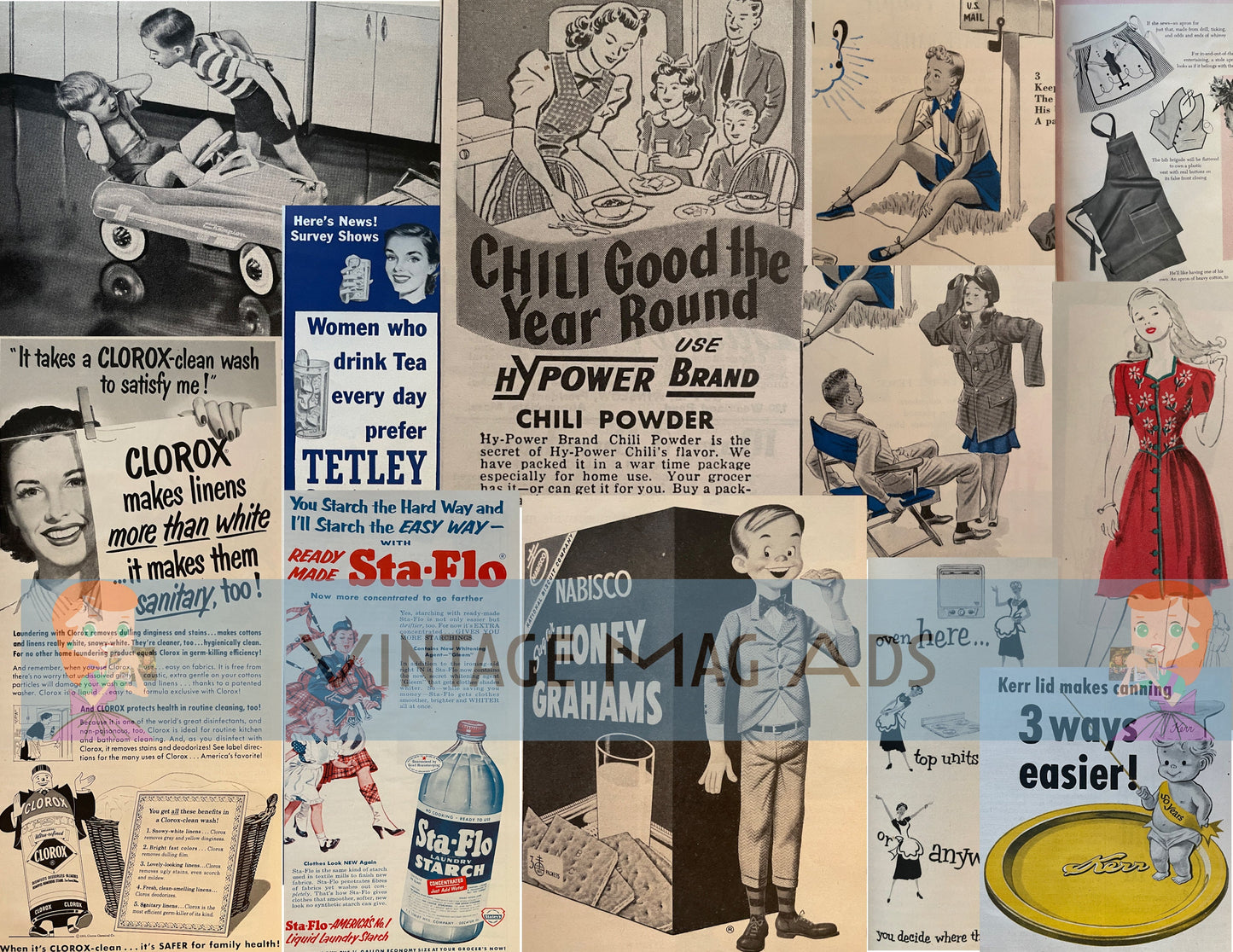RARE 1940s Vintage Magazine Advertisements Housewives, Coffee