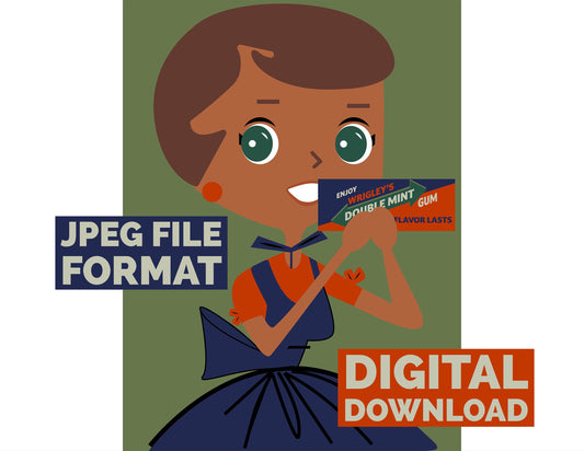 Digital Poster Download Vintage WRIGLEY’S Double Mint Gum Housewife Jpeg File Format