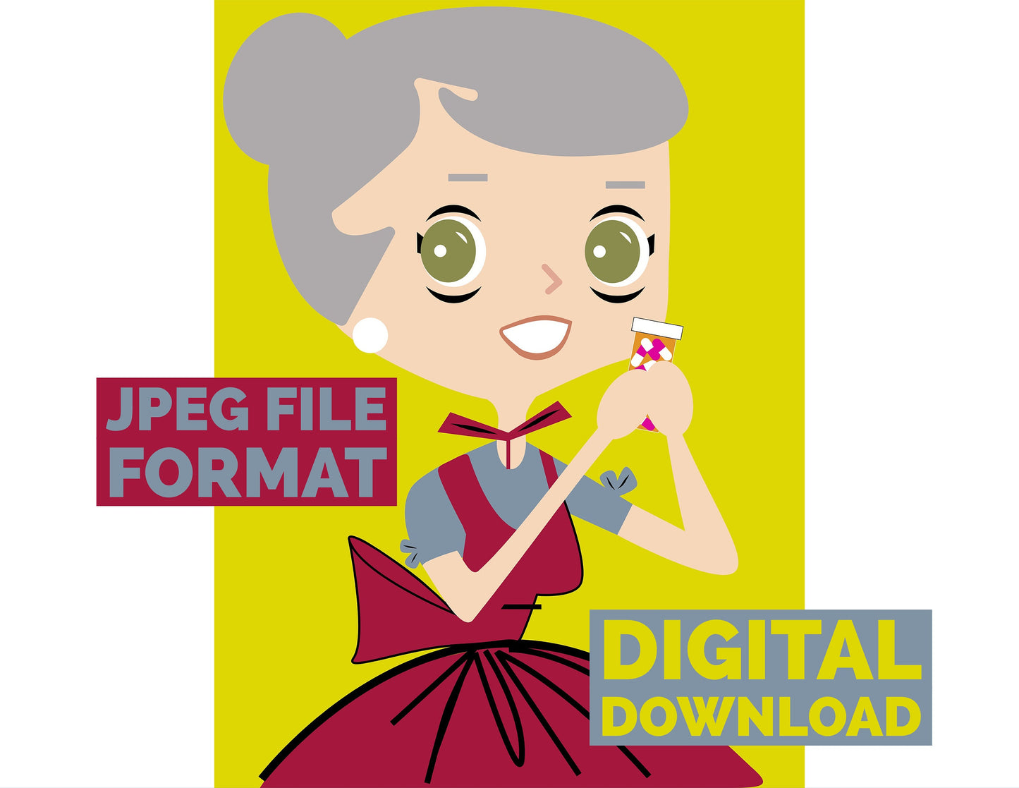 Digital Poster Download Vintage Housewife with Drug Prescription and No Sleep Jpeg File Format